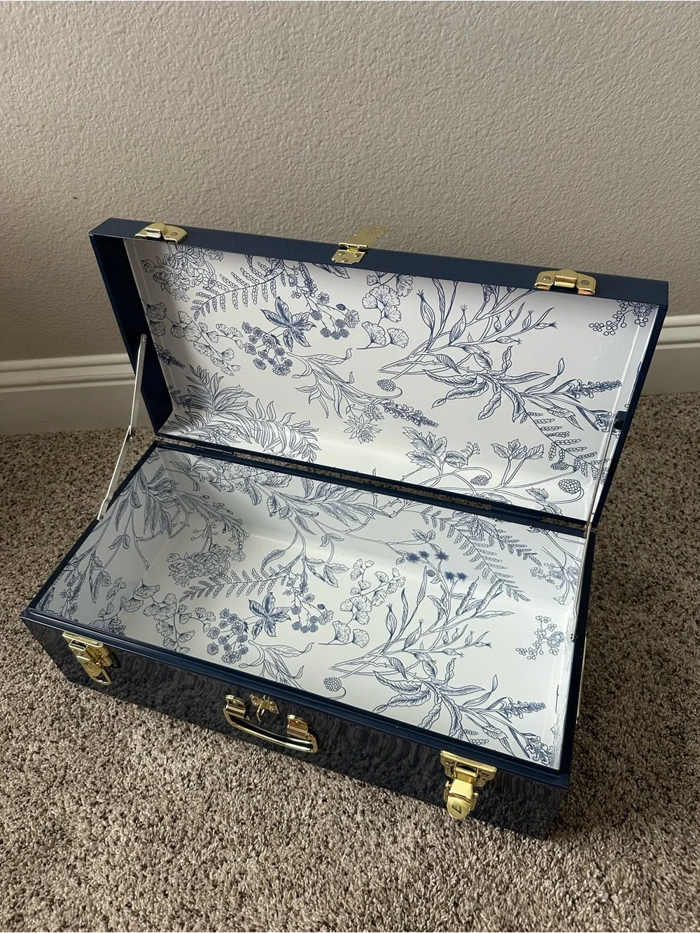 Blue Metal Keepsake Trunk - Baby or Wedding